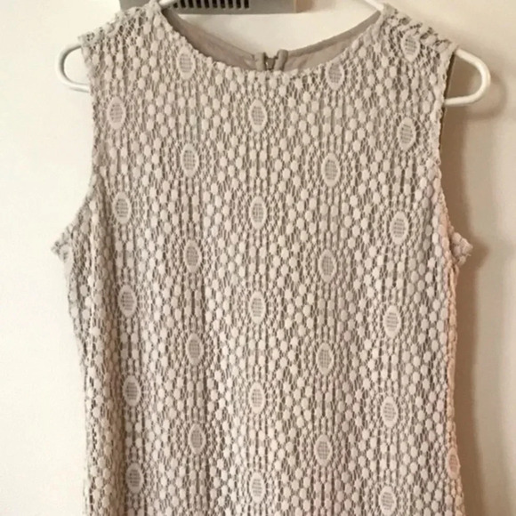 Sharagano Women’s Cream Lace Sleeveless Sheath Dress Size 8 Cocktail Work - Picture 4 of 6